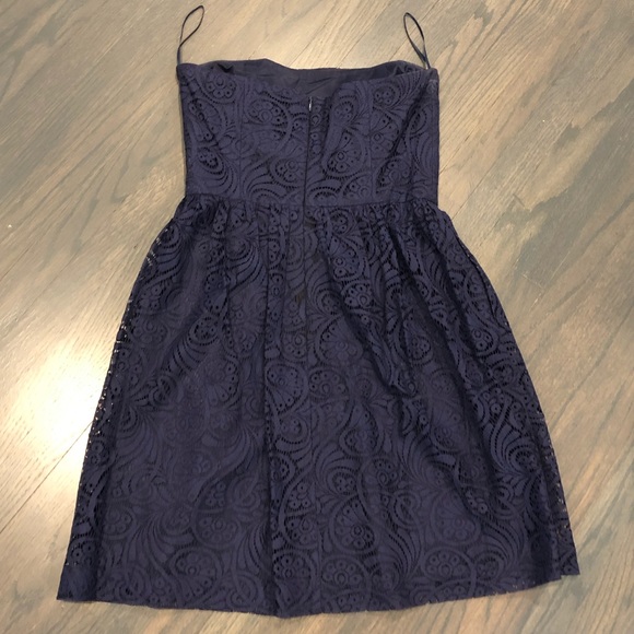 Trina Turk Navy Lace Strapless Dress - Picture 3 of 4